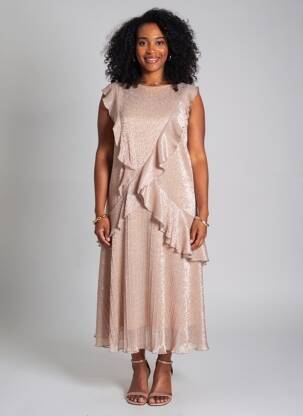 Robe mi-longue sans manche sans manche rose MAISON PÈRE femme
