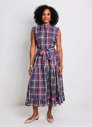 Robe longue imprimé fantaisie sans manche violet MII femme