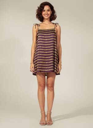 Robe courte coupe évasée fines bretelles violet HOD femme