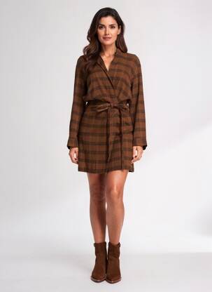 Robe courte manches longues manches longues marron VANESSA BRUNO femme