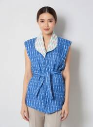 Veste kimono fermeture ceinture à nouer à la taille bleu V.DE.VINSTER femme