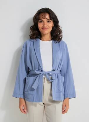Veste kimono manches longues bleu XIRENA femme