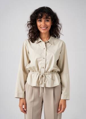 Chemisier coupe droite manches longues beige HUMANOID femme