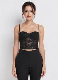 Top col v fines bretelles noir VANESSA BRUNO femme