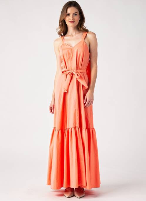 Robe longue coupe évasée fines bretelles orange FORTE-FORTE femme
