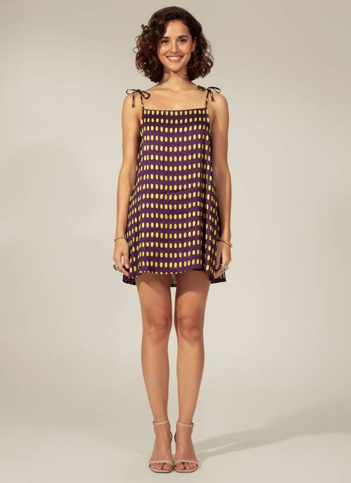 Robe courte coupe évasée fines bretelles violet HOD femme
