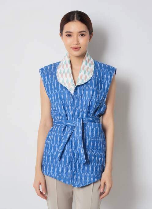 Veste kimono fermeture ceinture à nouer à la taille bleu V.DE.VINSTER femme