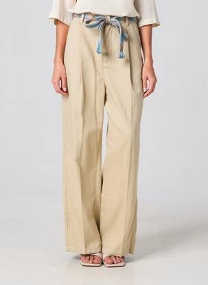 Pantalon large tissage popeline taille normale beige LABDIP femme