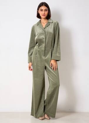 Combi-pantalon fermeture boutonnée sur le devant manches longues vert KARMA KOMA femme