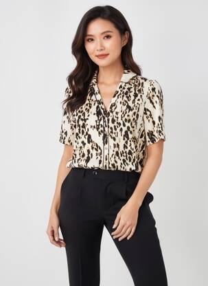 Chemisier manches courtes manches courtes beige YEST femme