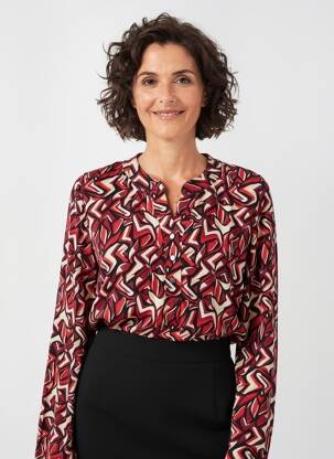 Top imprimé fantaisie manches longues rouge BRANDTEX femme