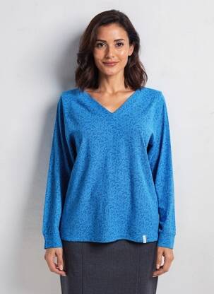 Top imprimé fantaisie manches longues bleu TRANQUILLO femme