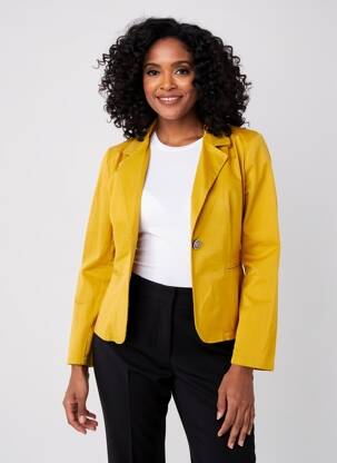 Veste casual col tailleur jaune OXXYZEN femme