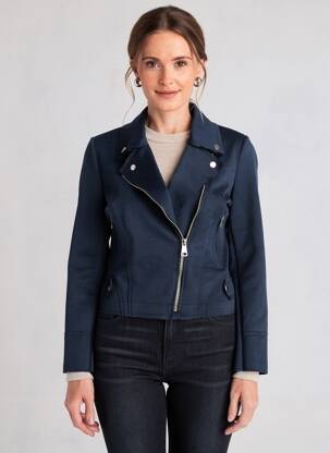Veste casual tissage suedine bleu fonce OXXYZEN femme
