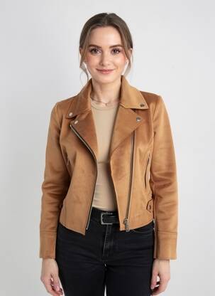 Veste casual tissage suedine marron OXXYZEN femme
