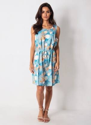 Robe courte sans manche sans manche bleu COTON DU MONDE femme