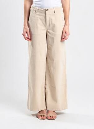 Pantalon large fermeture zippée sous rabat boutonné taille normale beige GARCIA femme