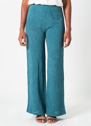 Pantalon large tissage crêpe taille normale bleu GARCIA femme
