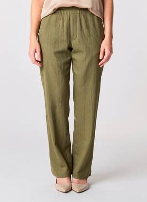 Pantalon droit tissage crêpe taille normale vert SUZA femme
