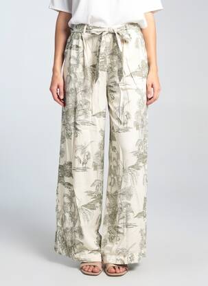 Pantalon large tissage popeline taille normale blanc MORE & MORE femme