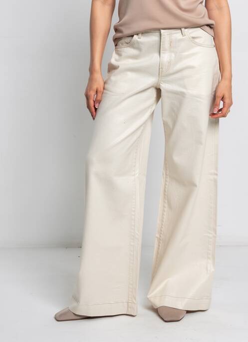 Pantalon large fermeture zippée sous rabat boutonné taille normale beige GARCIA femme