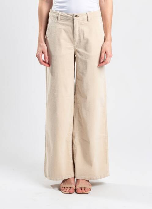 Pantalon large fermeture zippée sous rabat boutonné taille normale beige GARCIA femme
