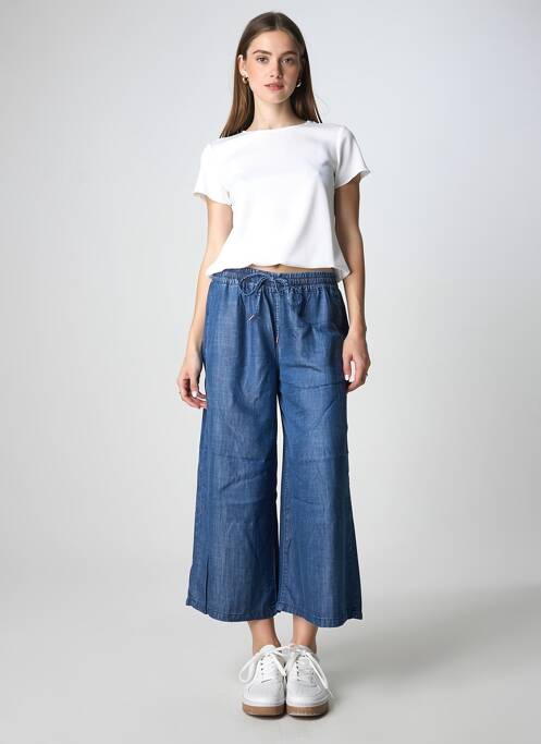 Pantalon large tissage popeline taille normale bleu MORE & MORE femme