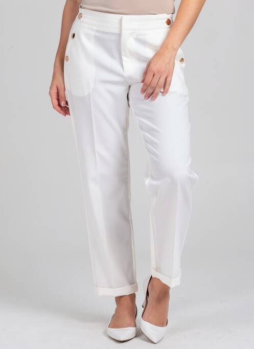Pantalon droit stretch taille normale blanc CHRISTY femme