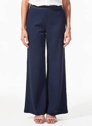 Pantalon flare taille élastique bleu MORE & MORE femme