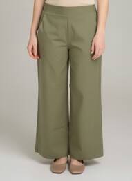 Pantalon droit taille élastique vert MORE & MORE femme