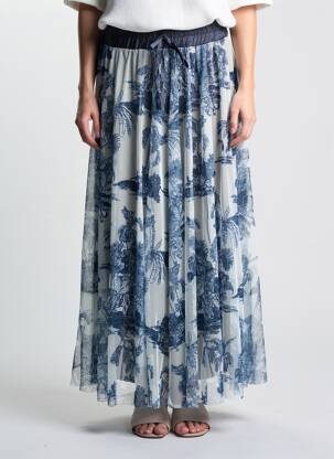 Jupe longue imprimé fantaisie bleu MORE & MORE femme