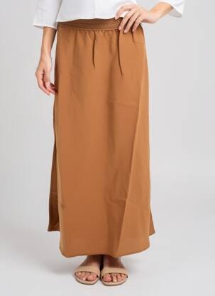 Jupe longue coupe évasée marron MORE & MORE femme