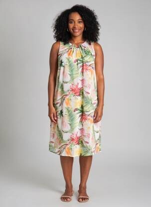 Robe mi-longue imprimé fantaisie sans manche vert MORE & MORE femme