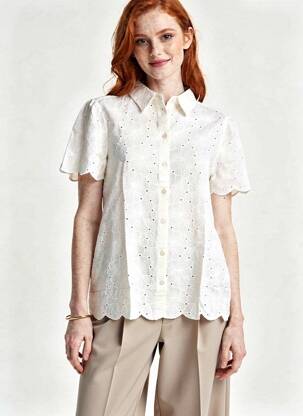 Chemisier manches courtes manches courtes blanc GARCIA femme