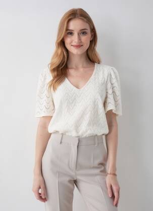 Top stretch manches courtes blanc GARCIA femme