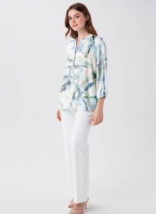 Blouse tissage popeline manches 3/4 blanc SUZA femme