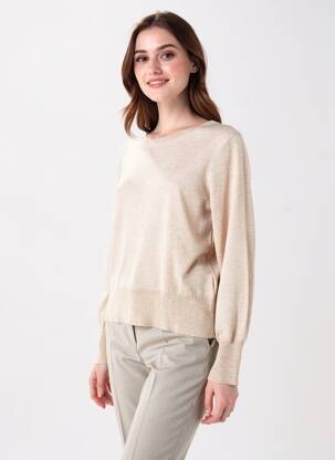 Pull coupe droite manches longues beige MORE & MORE femme