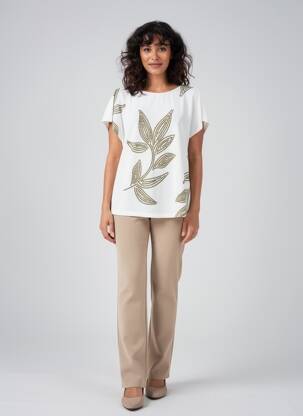 Top stretch manches courtes blanc SUZA femme