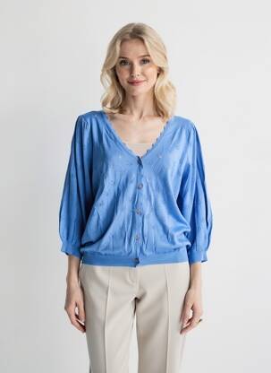 Gilet manches longues manches 3/4 bleu GARCIA femme