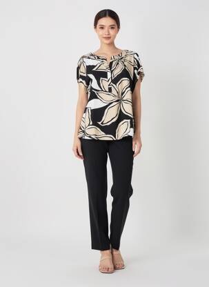 Top imprimé fantaisie manches courtes noir SUZA femme
