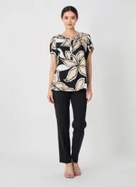 Top imprimé fantaisie manches courtes noir SUZA femme