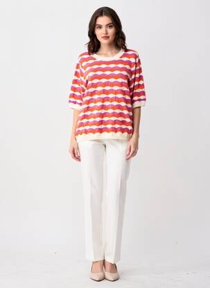 Pull col rond manches 3/4 orange GARCIA femme
