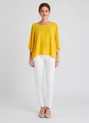 Top col rond manches 3/4 jaune LA FIANCÉE femme