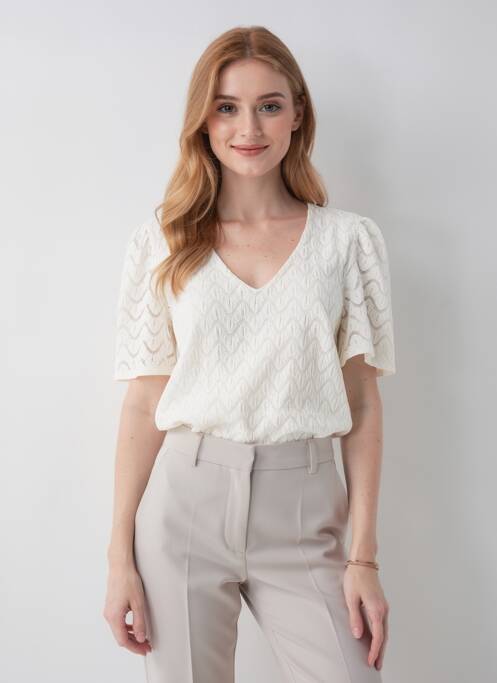Top stretch manches courtes blanc GARCIA femme