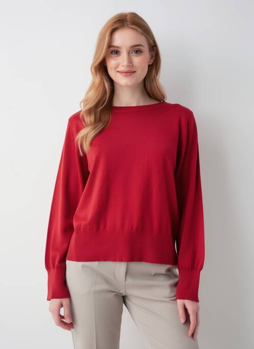 Pull col rond manches longues rouge MORE & MORE femme