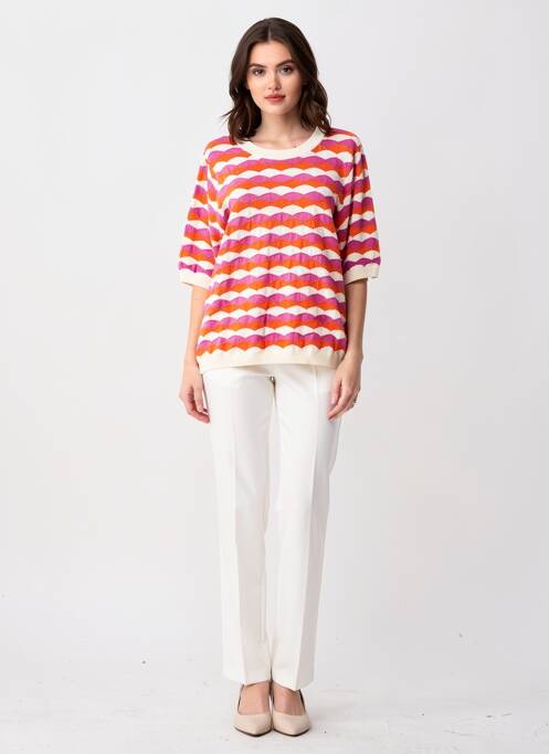 Pull col rond manches 3/4 orange GARCIA femme