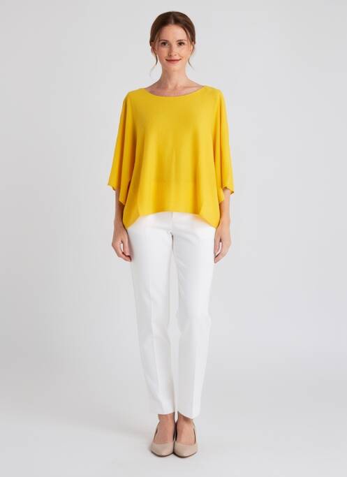 Top col rond manches 3/4 jaune LA FIANCÉE femme