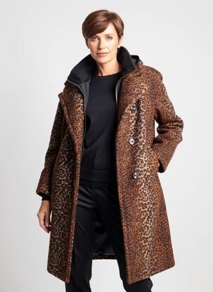 Manteau long coupe droite a capuche marron YEST femme