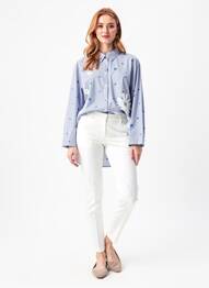 Chemisier coupe droite manches longues bleu MINA ROSA femme