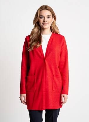 Gilet manches longues fermeture boutonnée sur le devant rouge SUZA femme